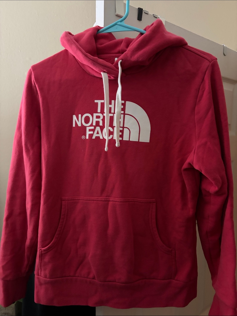 North face Pinkish/Red sweatshirt hoodie with kangaroo pouch